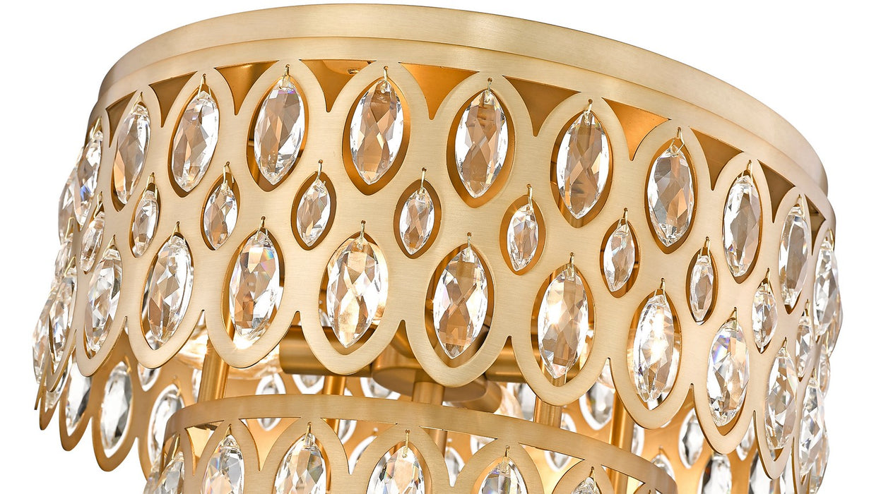 Z-Lite 822F15-HB Five Light Flush Mount, Heirloom Brass