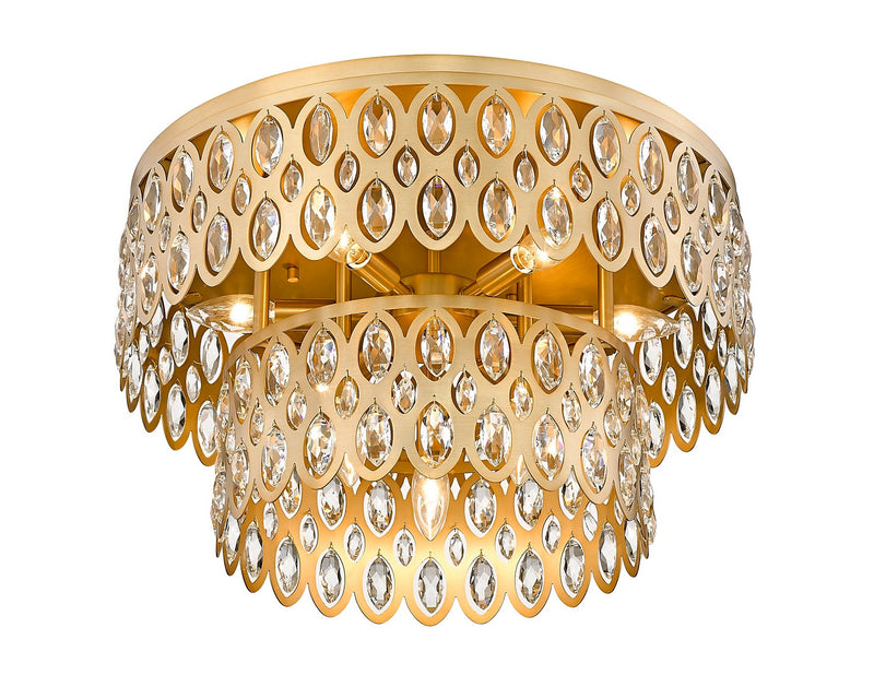 Z-Lite 822F20-HB Nine Light Flush Mount, Heirloom Brass