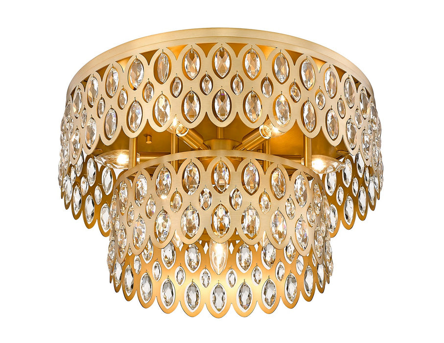 Z-Lite 822F20-HB Nine Light Flush Mount, Heirloom Brass