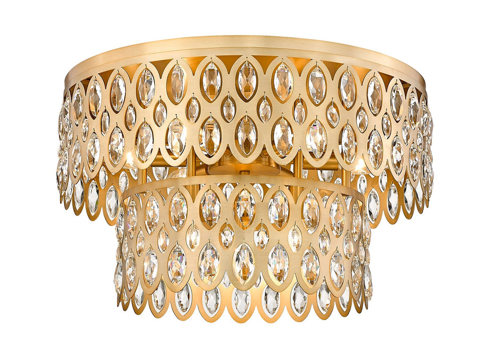 Z-Lite 822F20-HB Nine Light Flush Mount, Heirloom Brass