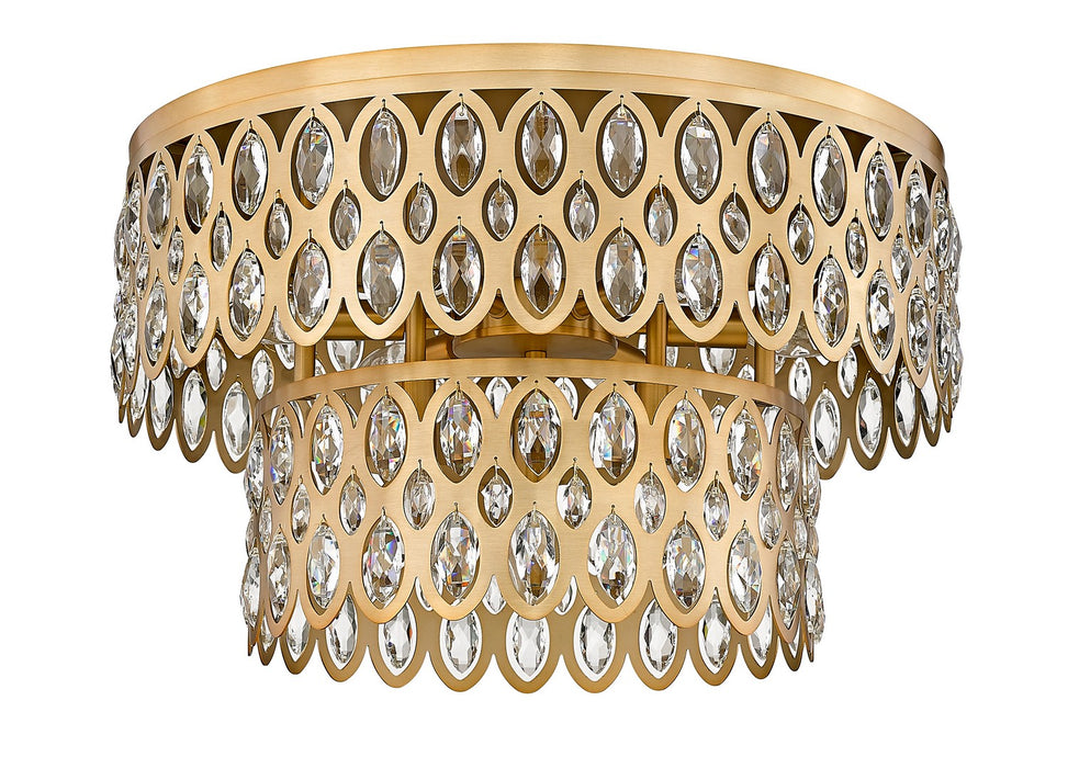 Z-Lite 822F20-HB Nine Light Flush Mount, Heirloom Brass