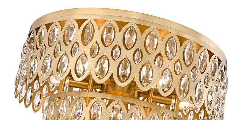 Z-Lite 822F20-HB Nine Light Flush Mount, Heirloom Brass
