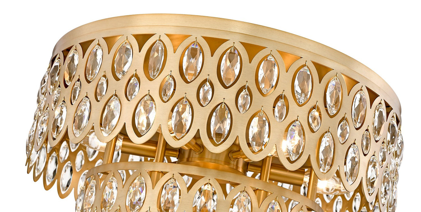 Z-Lite 822F20-HB Nine Light Flush Mount, Heirloom Brass