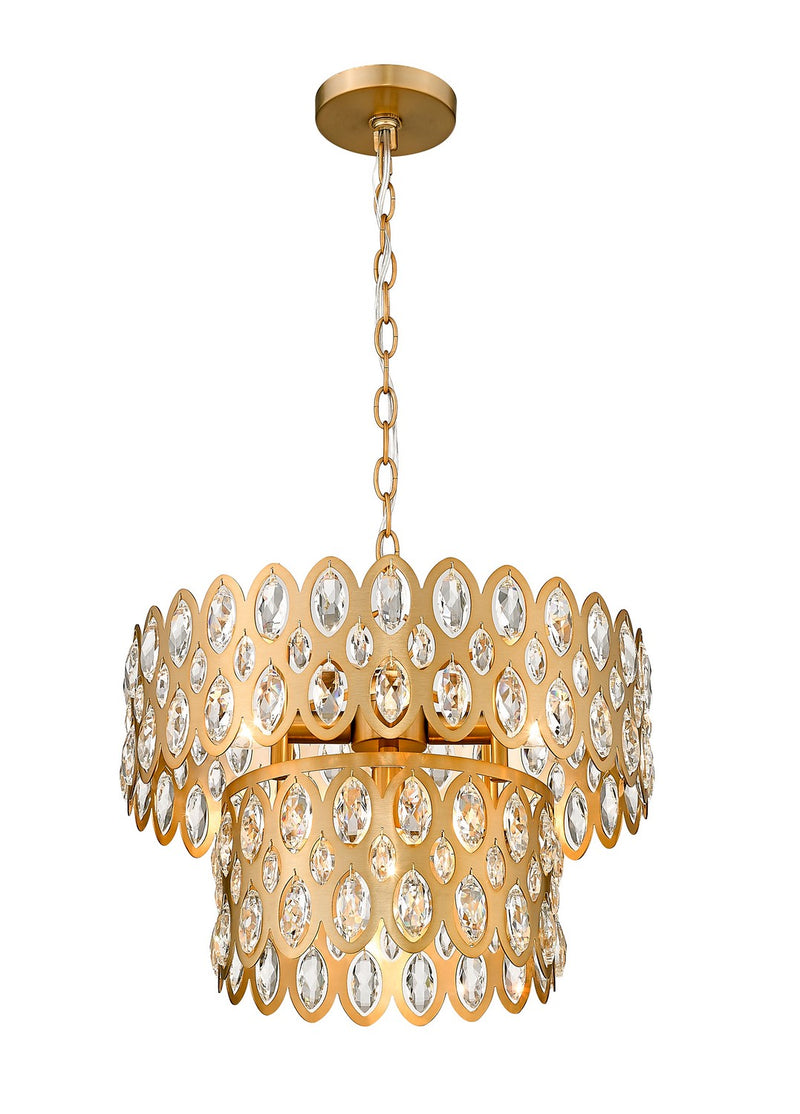Z-Lite 822P15-HB Five Light Pendant, Heirloom Brass