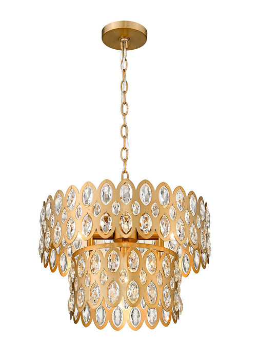 Z-Lite 822P15-HB Five Light Pendant, Heirloom Brass