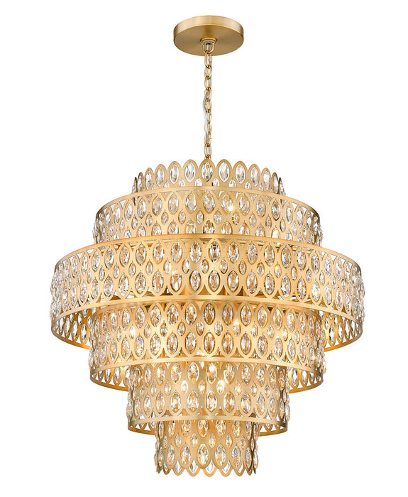 Z-Lite 822P32-HB 17 Light Chandelier, Heirloom Brass