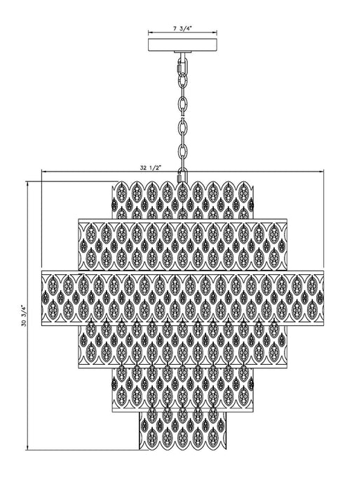 Z-Lite 822P32-HB 17 Light Chandelier, Heirloom Brass