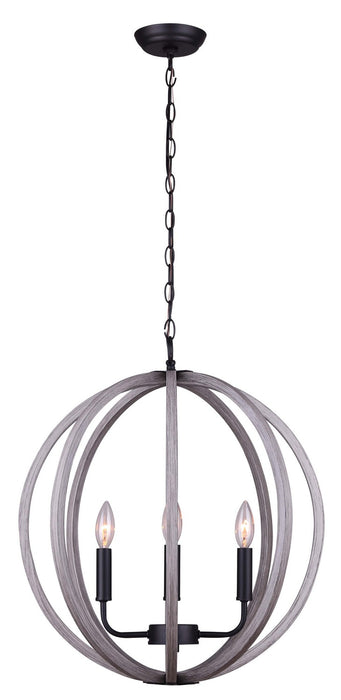 Canarm IPL673B04BKD20 Four Light Pendant, Black/Grey/Faux Wood