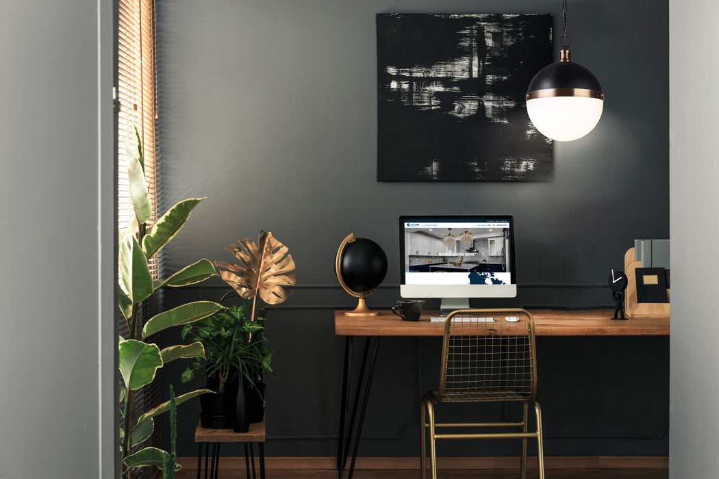 Canarm IPL708B01BKG One Light Pendant, Matte Black And Gold