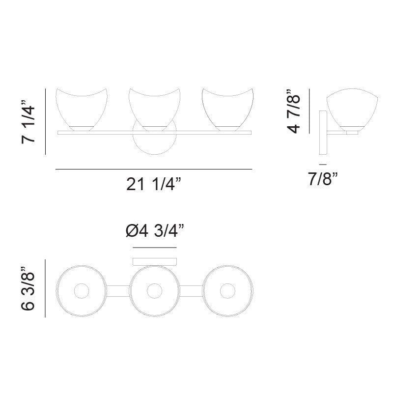 Matteo Lighting S04203CHOP Three Light Vanity, Chrome