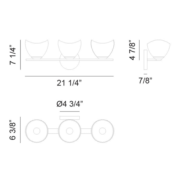 Matteo Lighting S04203CHOP Three Light Vanity, Chrome