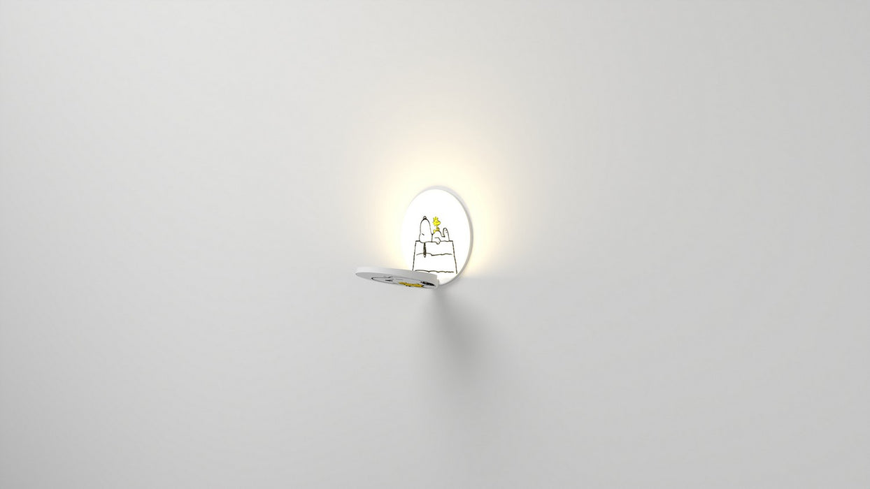 Koncept GRW-S-MWT-SW1-PI LED Wall Sconce, Matte White, Snoopy Woodstock