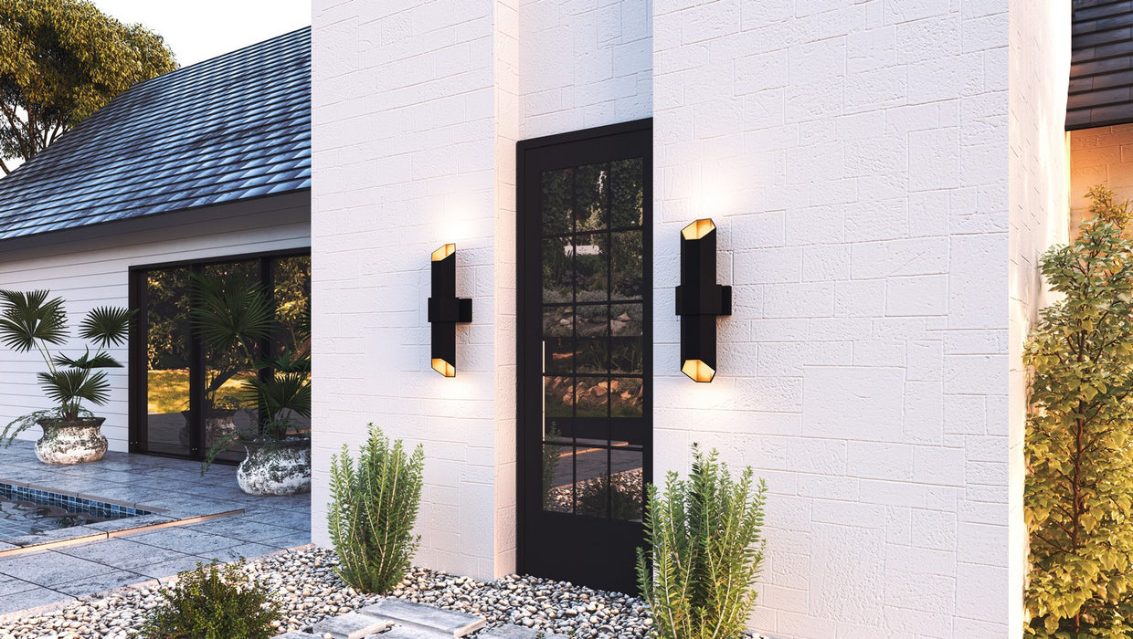 Quoizel CHS8407MBKG LED Outdoor Wall Mount, Matte Black Gold