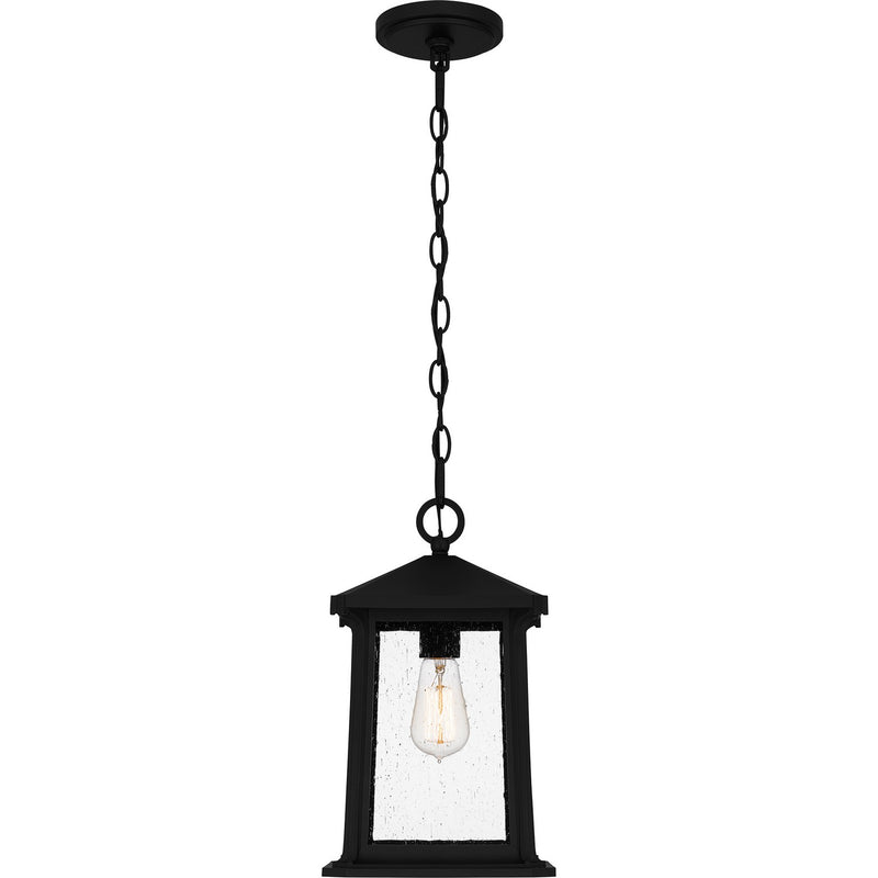Quoizel SAT1909MBK One Light Outdoor Hanging Lantern, Matte Black