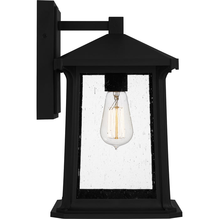 Quoizel SAT8409MBK One Light Outdoor Wall Mount, Matte Black