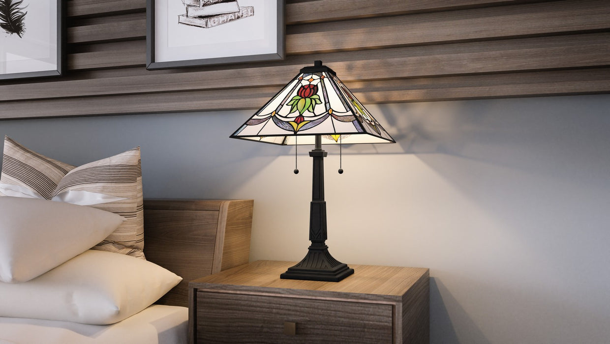 Quoizel TF16137MBK Two Light Table Lamp, Matte Black