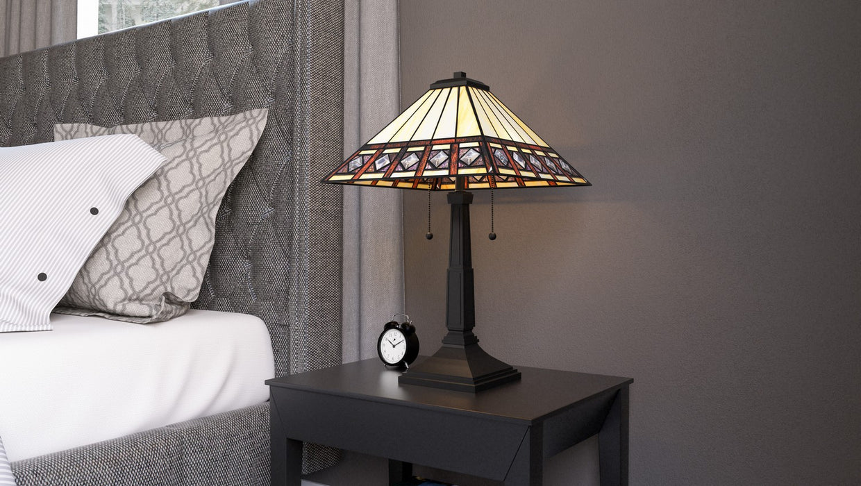 Quoizel TF16139MBK Two Light Table Lamp, Matte Black