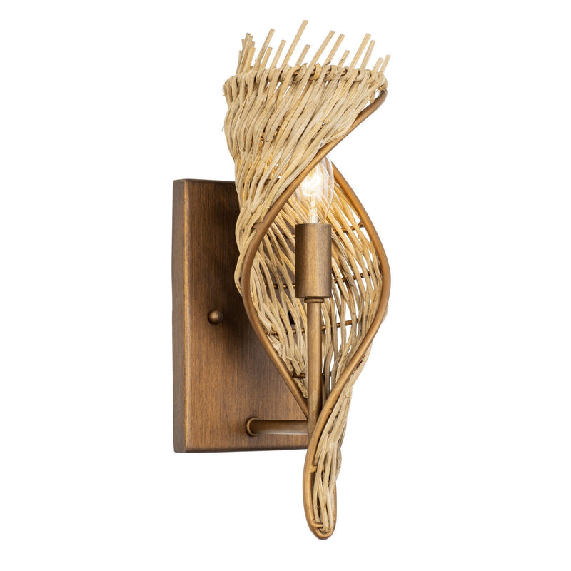 Varaluz 240K01BTR One Light Wall Sconce, Baguette/Natural Rattan