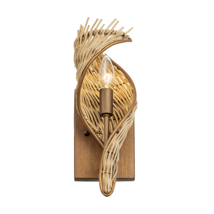 Varaluz 240K01BTR One Light Wall Sconce, Baguette/Natural Rattan