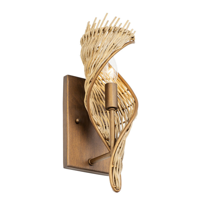 Varaluz 240K01BTR One Light Wall Sconce, Baguette/Natural Rattan