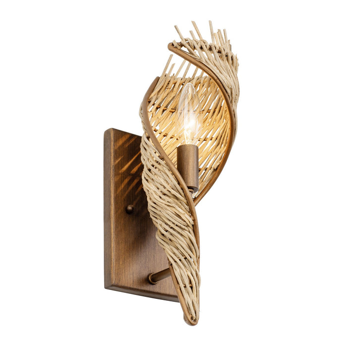 Varaluz 240K01RBTR One Light Wall Sconce, Baguette/Natural Rattan