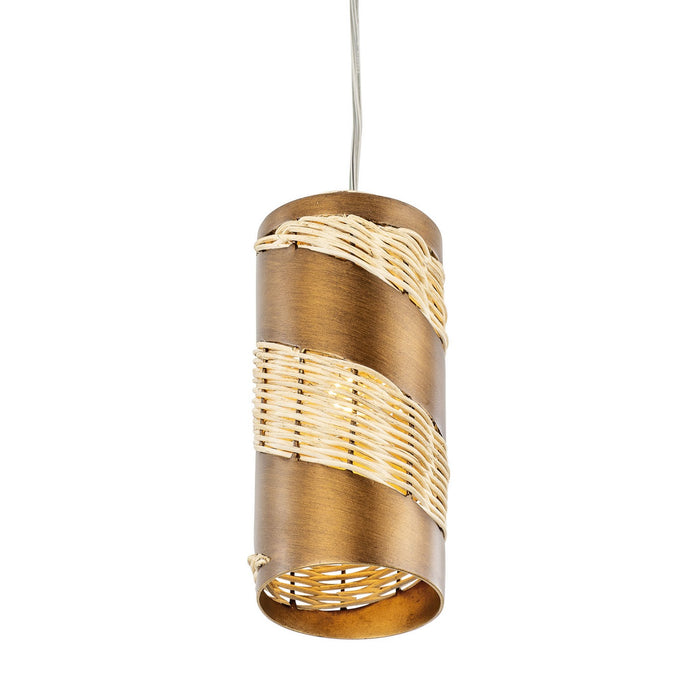 Varaluz 240M01BTR One Light Mini Pendant, Baguette/Natural Rattan