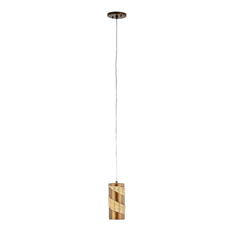 Varaluz 240M01BTR One Light Mini Pendant, Baguette/Natural Rattan