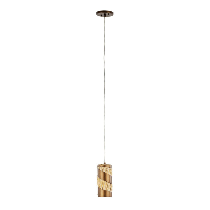 Varaluz 240M01BTR One Light Mini Pendant, Baguette/Natural Rattan