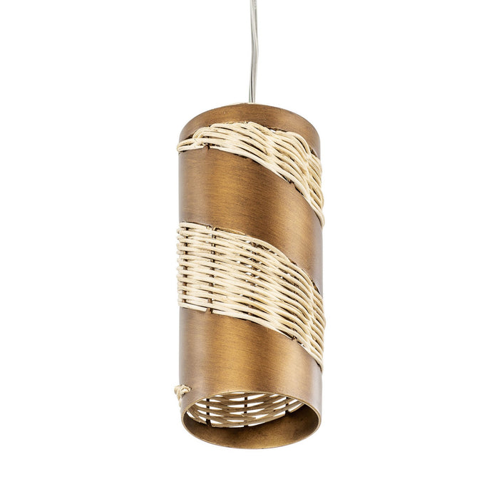 Varaluz 240M01BTR One Light Mini Pendant, Baguette/Natural Rattan