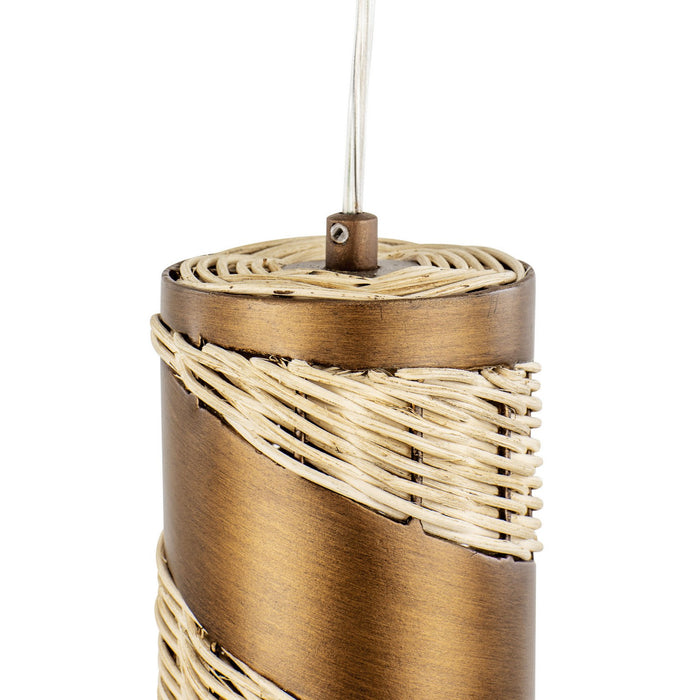 Varaluz 240M01BTR One Light Mini Pendant, Baguette/Natural Rattan
