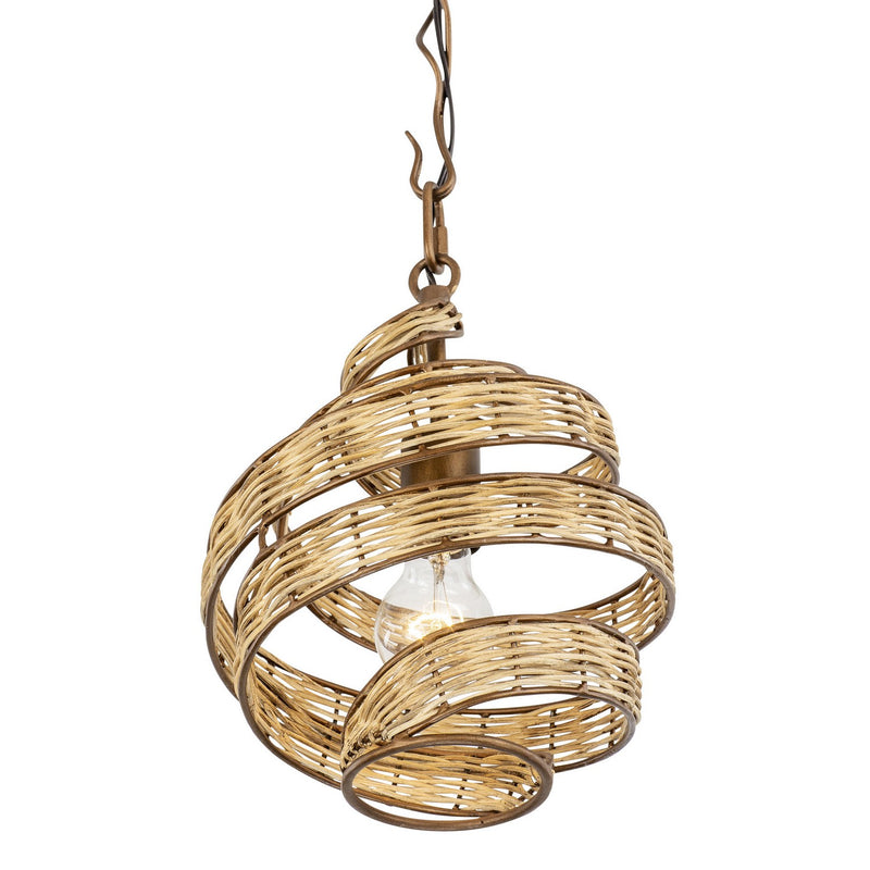 Varaluz 240P01BTR One Light Pendant, Baguette/Natural Rattan