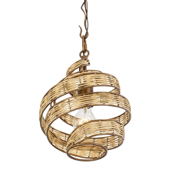 Varaluz 240P01BTR One Light Pendant, Baguette/Natural Rattan