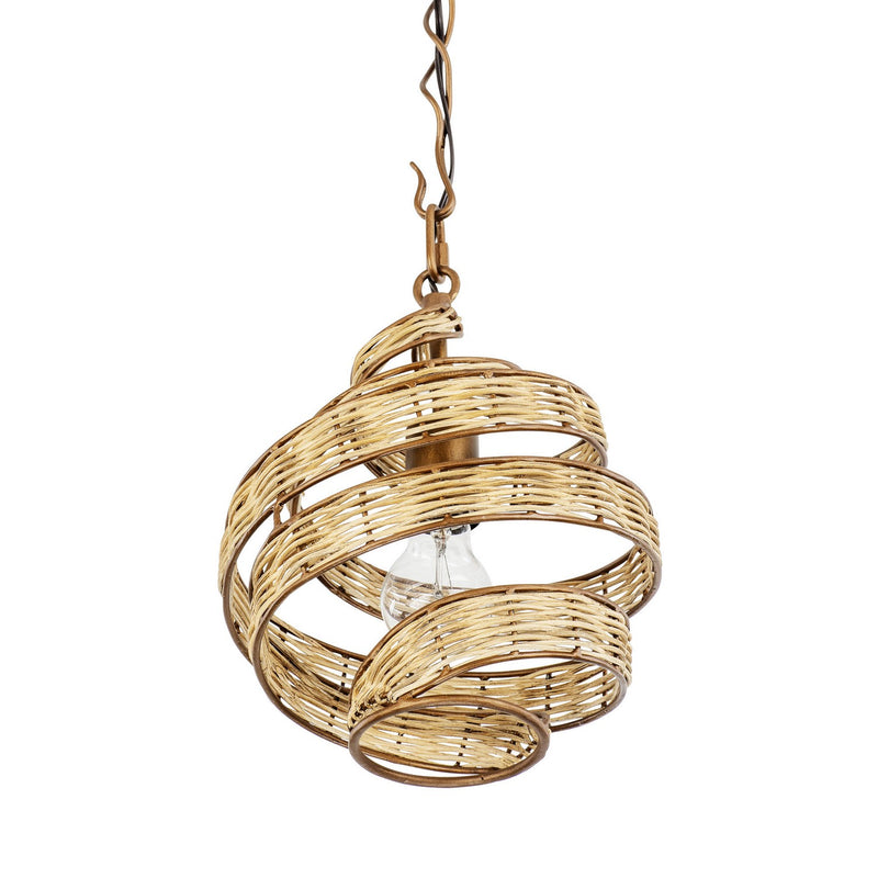 Varaluz 240P01BTR One Light Pendant, Baguette/Natural Rattan
