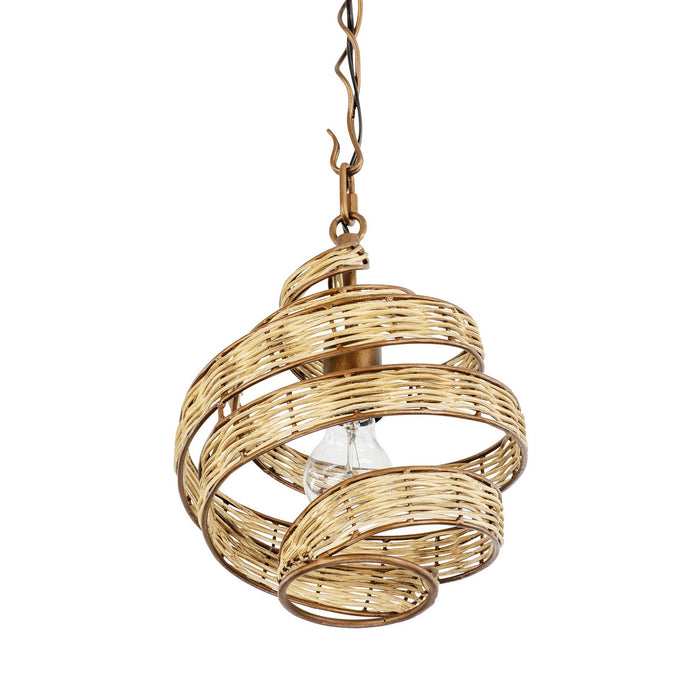 Varaluz 240P01BTR One Light Pendant, Baguette/Natural Rattan