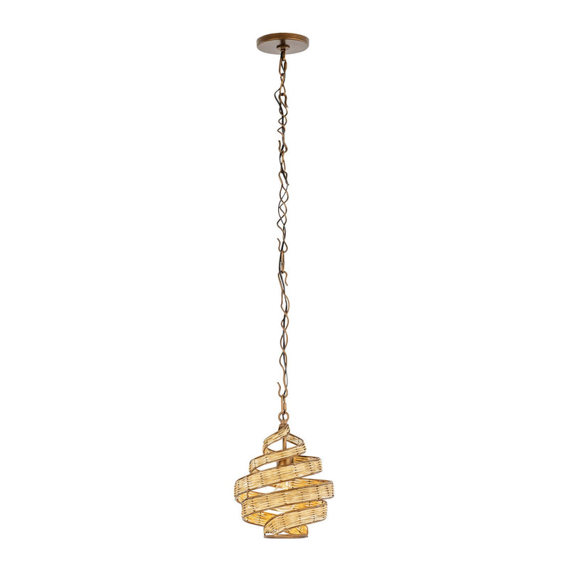 Varaluz 240P01BTR One Light Pendant, Baguette/Natural Rattan