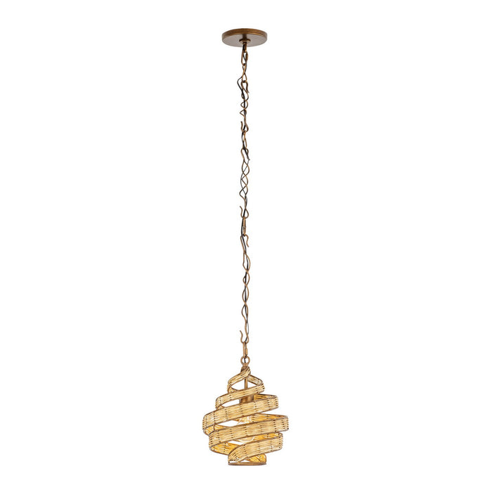 Varaluz 240P01BTR One Light Pendant, Baguette/Natural Rattan