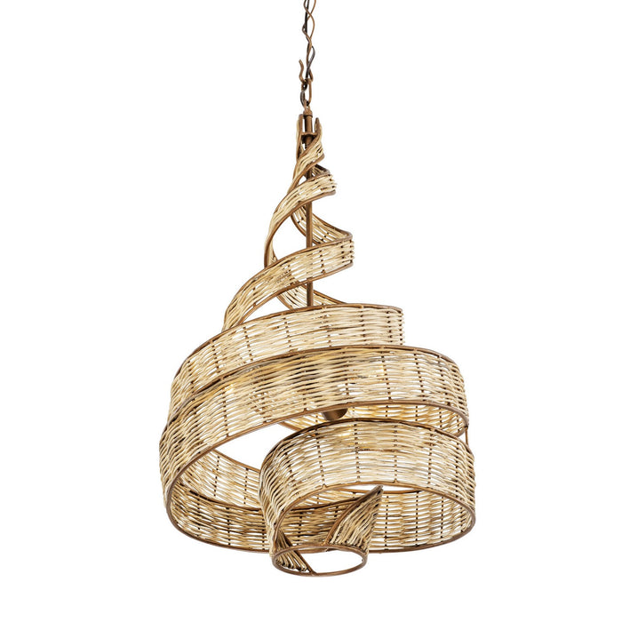 Varaluz 240P03BTR Three Light Pendant, Baguette/Natural Rattan