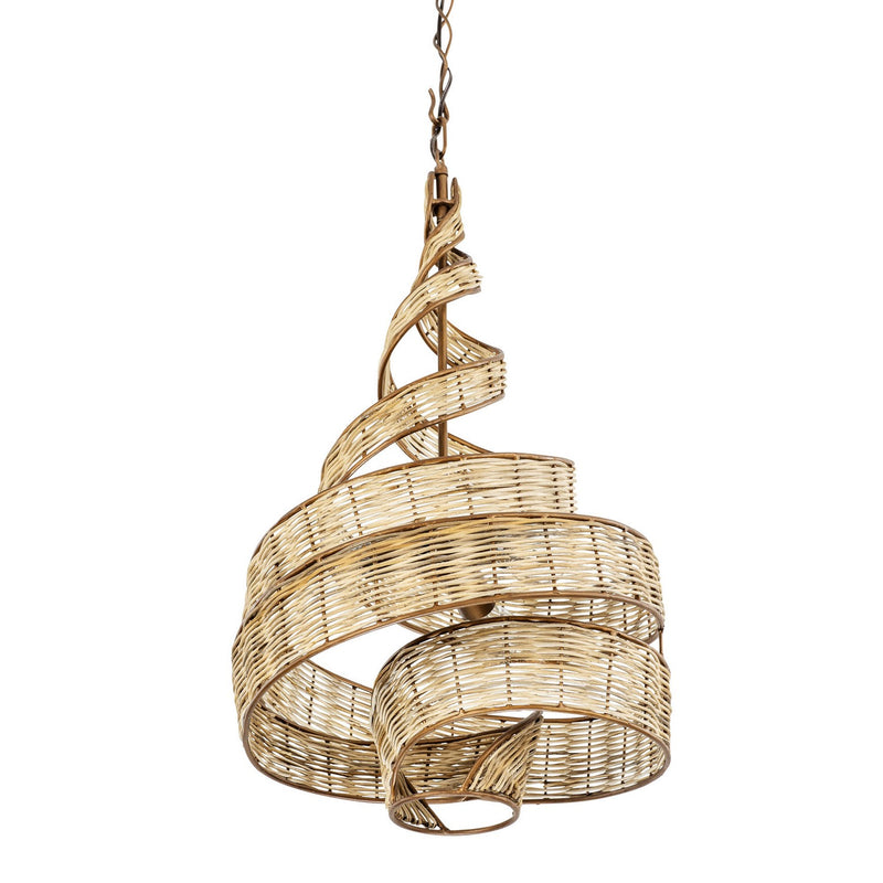 Varaluz 240P03BTR Three Light Pendant, Baguette/Natural Rattan