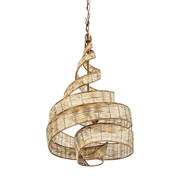 Varaluz 240P03BTR Three Light Pendant, Baguette/Natural Rattan