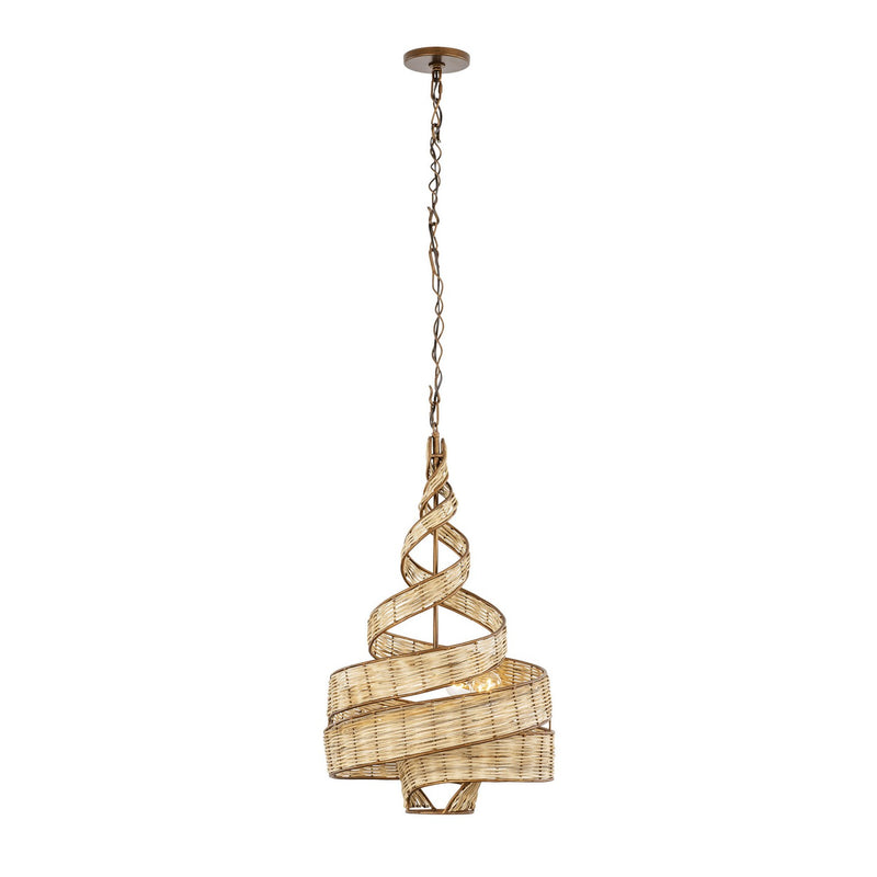 Varaluz 240P03BTR Three Light Pendant, Baguette/Natural Rattan
