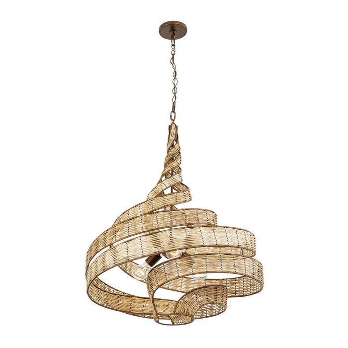 Varaluz 240P06BTR Six Light Pendant, Baguette/Natural Rattan