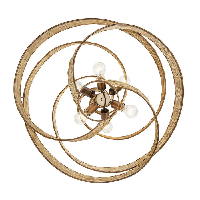 Varaluz 240P06BTR Six Light Pendant, Baguette/Natural Rattan