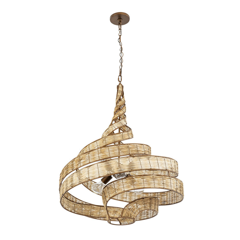 Varaluz 240P06BTR Six Light Pendant, Baguette/Natural Rattan