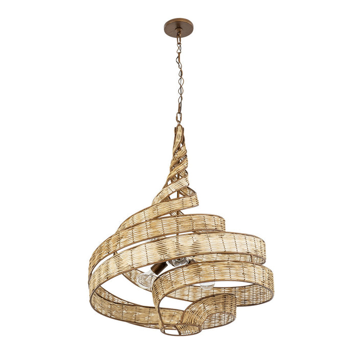 Varaluz 240P06BTR Six Light Pendant, Baguette/Natural Rattan