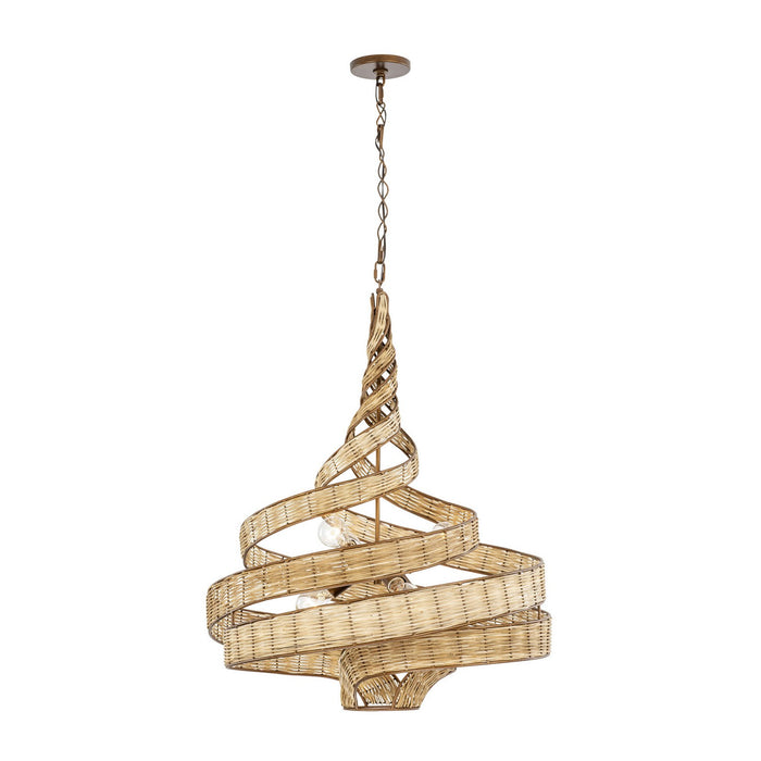 Varaluz 240P06BTR Six Light Pendant, Baguette/Natural Rattan