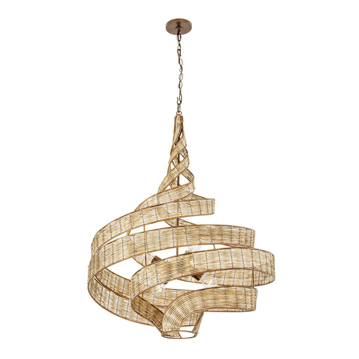 Varaluz 240P06LBTR Six Light Pendant, Baguette/Natural Rattan