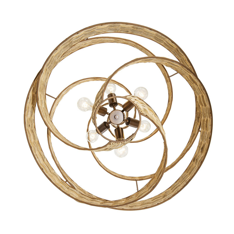 Varaluz 240P06LBTR Six Light Pendant, Baguette/Natural Rattan