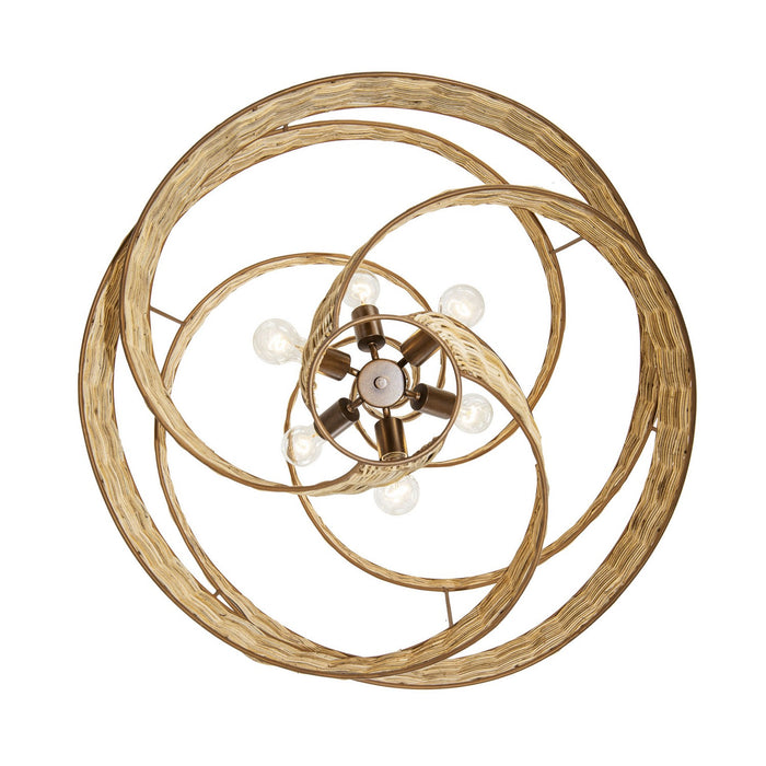 Varaluz 240P06LBTR Six Light Pendant, Baguette/Natural Rattan
