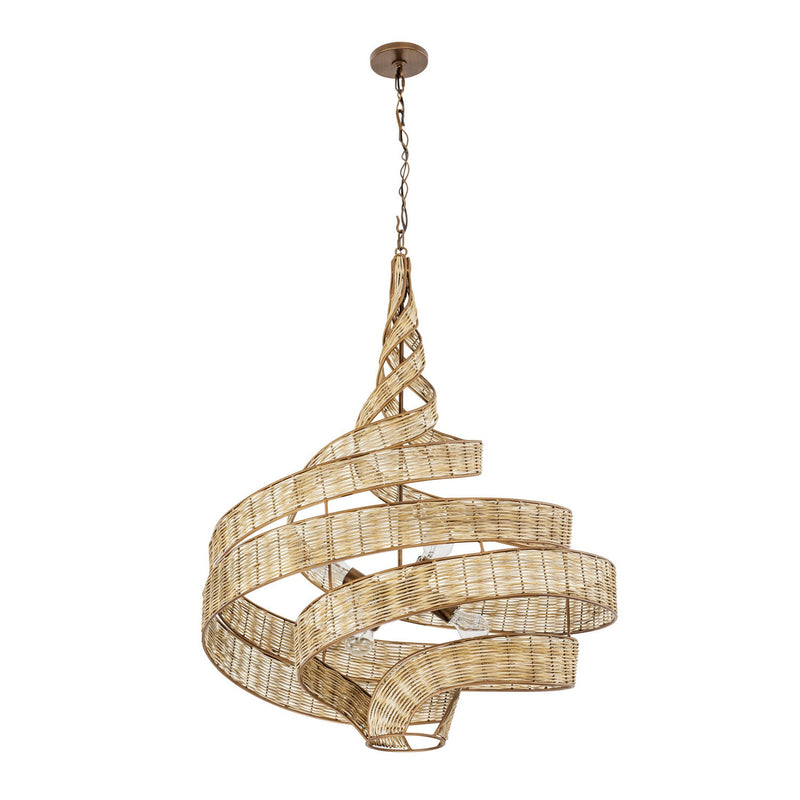 Varaluz 240P06LBTR Six Light Pendant, Baguette/Natural Rattan