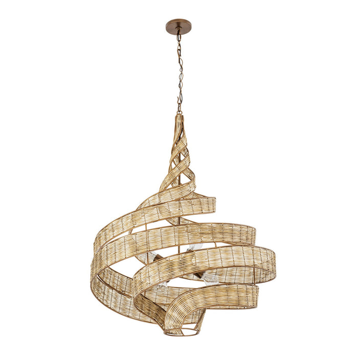 Varaluz 240P06LBTR Six Light Pendant, Baguette/Natural Rattan